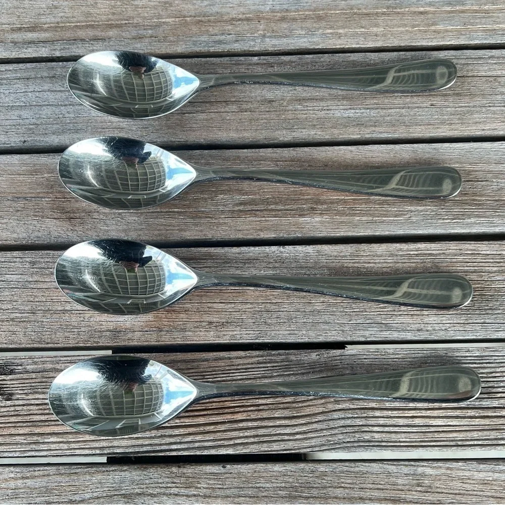 Yamazaki Haataja Japan Aquatique Stainless Steel 4-Piece Soup Spoon Set 8”